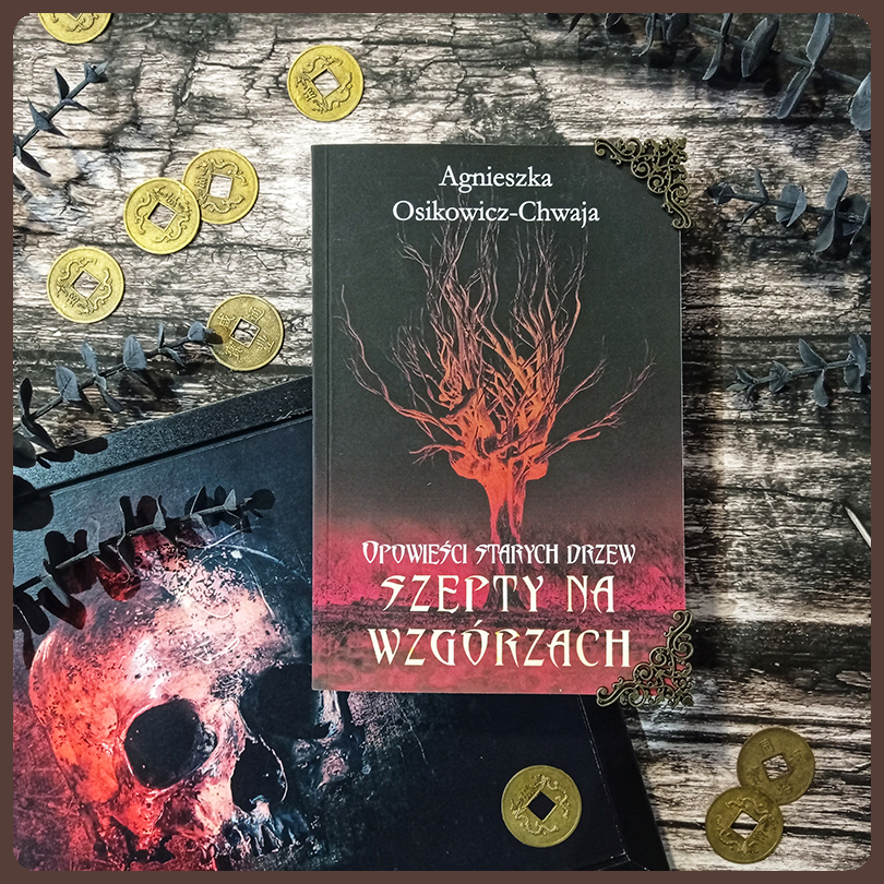 kompozycja z książką "Szepty na wzgórzach"