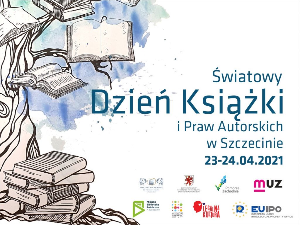 grafika przezentująca książki wiszące na drzewie
