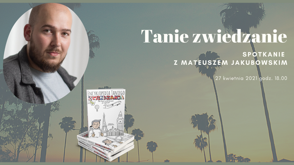 zdjęcie autora i książki na tle alei palmowej