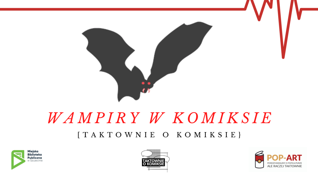 rysunek nietoperza z napisem "Wampiry w komiksie"